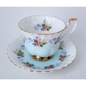 Vintage Royal Albert Teacup and Saucer Baby Blue  Roses #4362